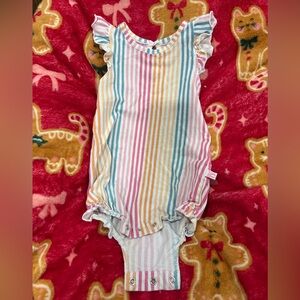 Ruffle Butts Pastel Striped Baby Onesie